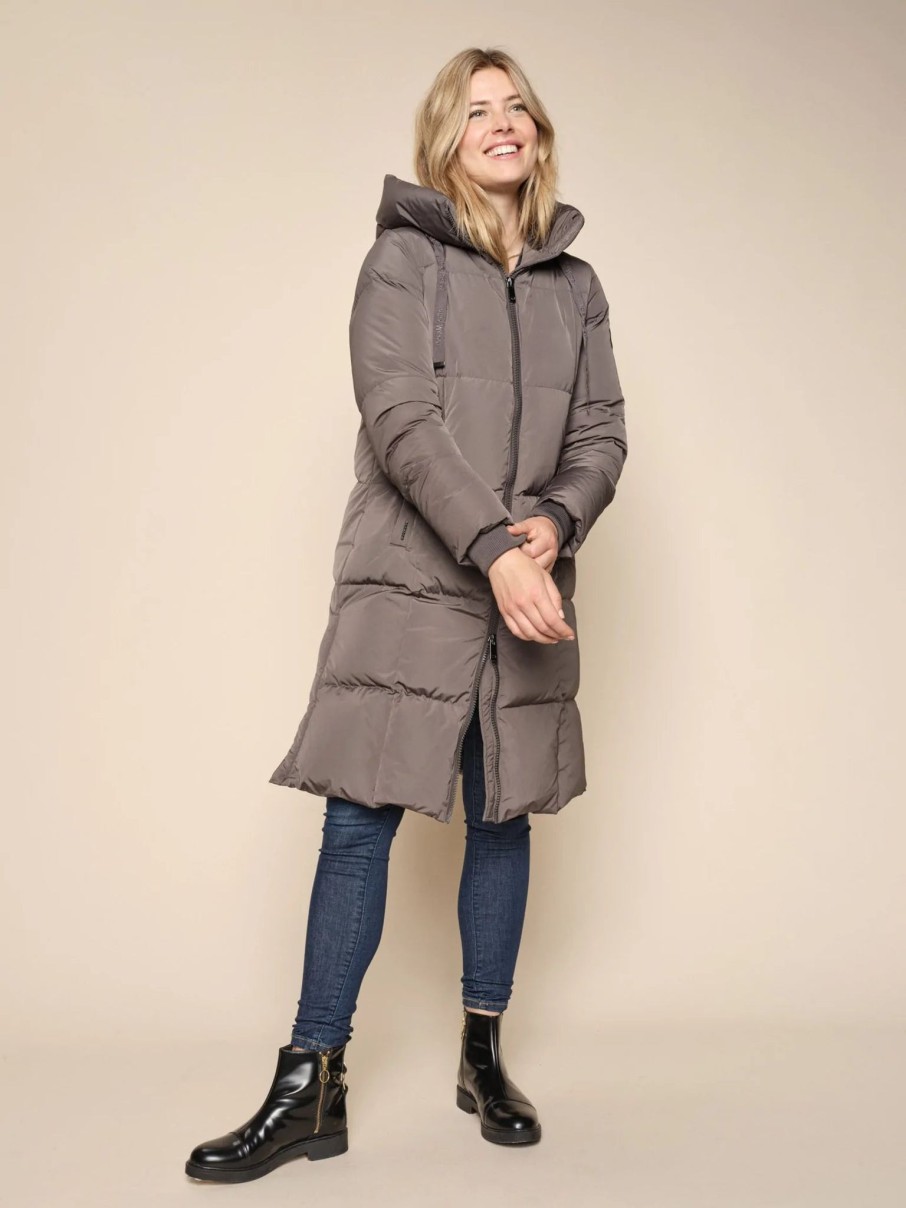 Women Mos Mosh Coats And Jackets | Mos Mosh Nova Square Down Coat In Magnet