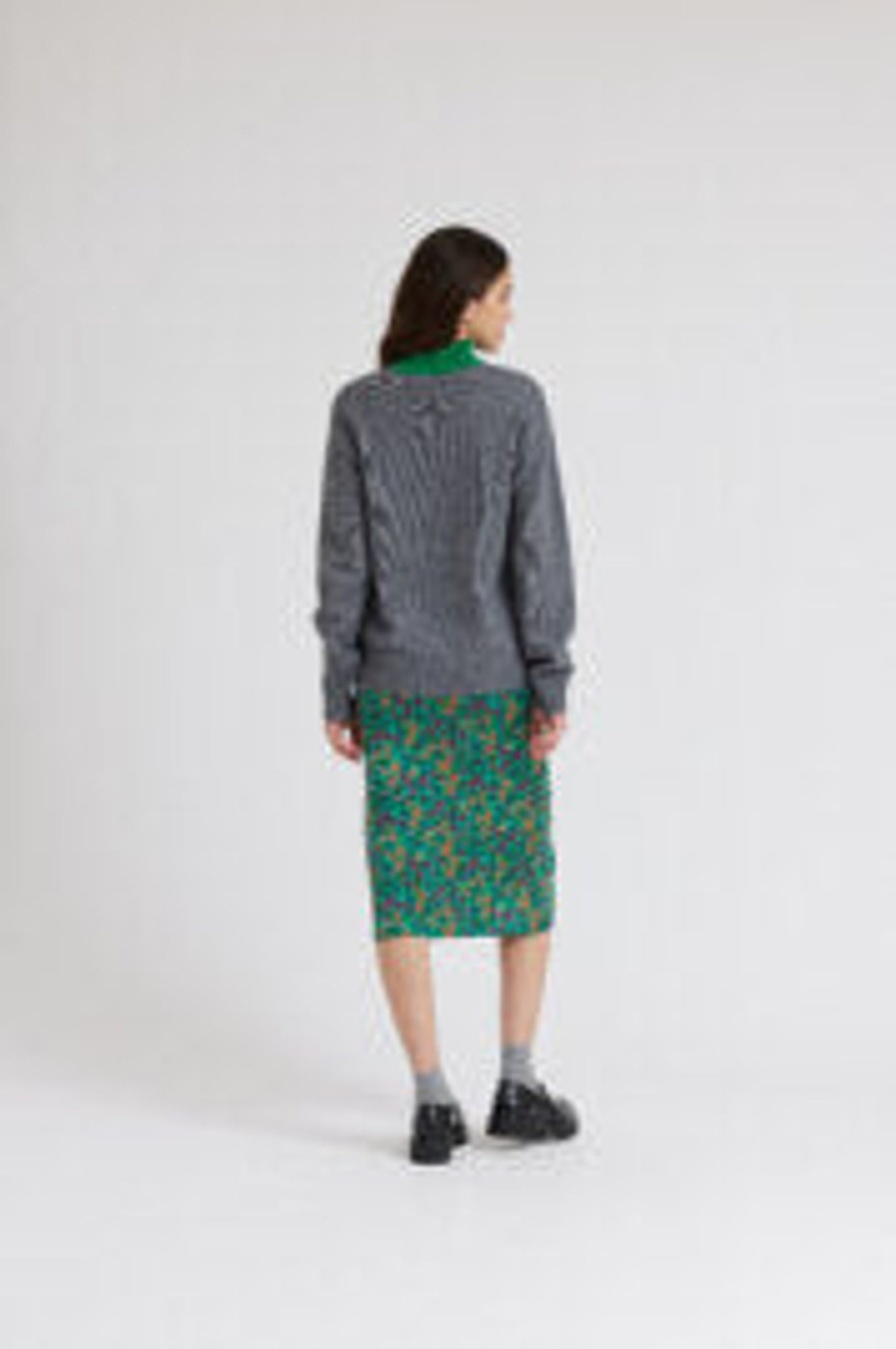 Women Idano Knitwear And Sweaters | Idano Monica Jumper In Grey With Green Contrast