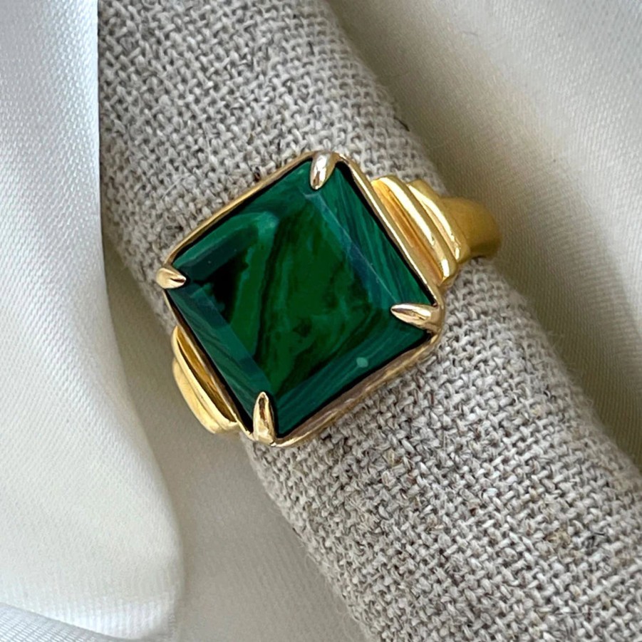 Women SVP Jewellery Rings | Sarah Verity Svp Ring Durga Malachite In Gold