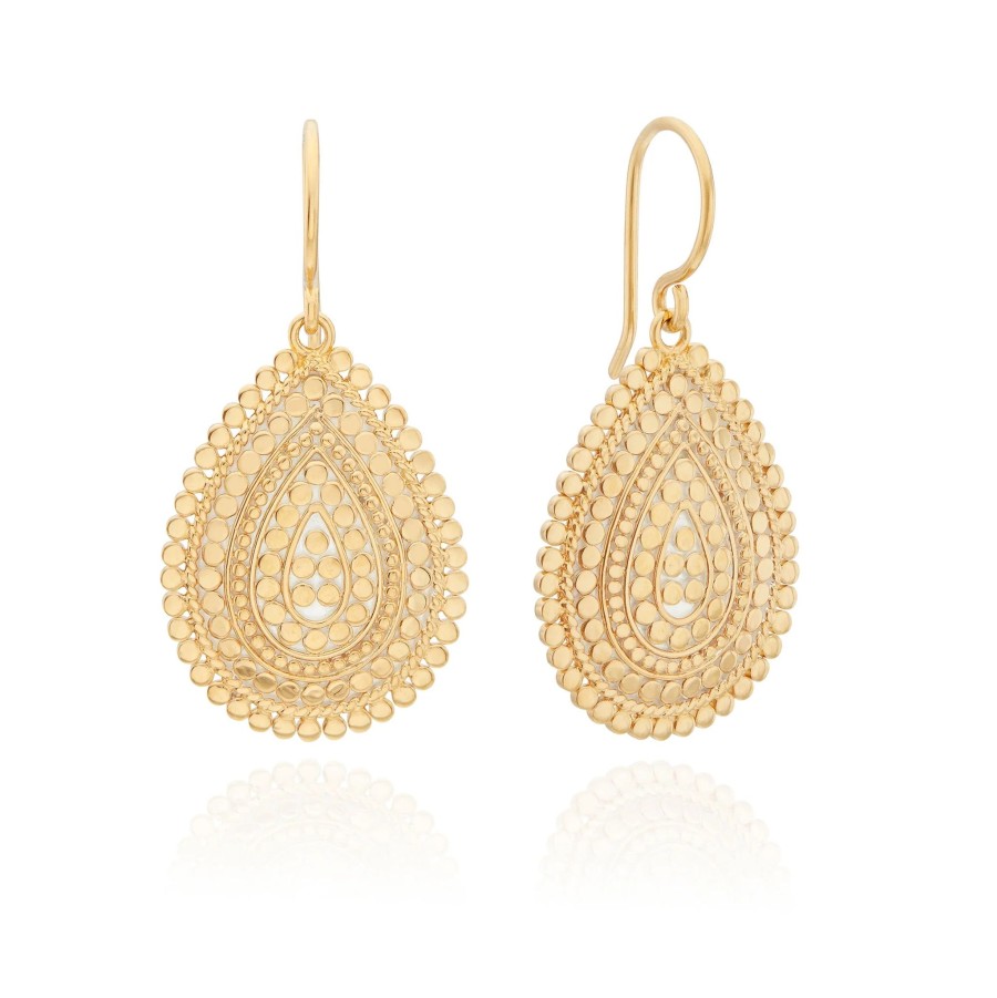 Women Anna Beck Earrings | Anna Beck Medium Scallop Drop Earrings Er105328 Gpl