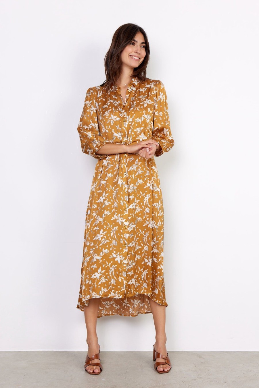 Women Soya Concept Dresses | Soya Concept Moa Dress In Gold 40270