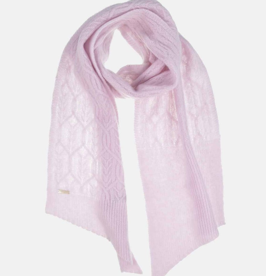 Women Seeberger Gloves & Hats And Scarves | Seeberger Cable Knit Cashmere Silk Scarf In Lilac