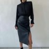 Women Levete Room Trousers & Skirts And Shorts | Levete Room Globa 24 Leather Pencil Skirt