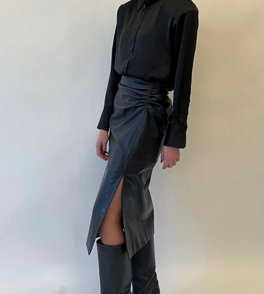 Women Levete Room Trousers & Skirts And Shorts | Levete Room Globa 24 Leather Pencil Skirt